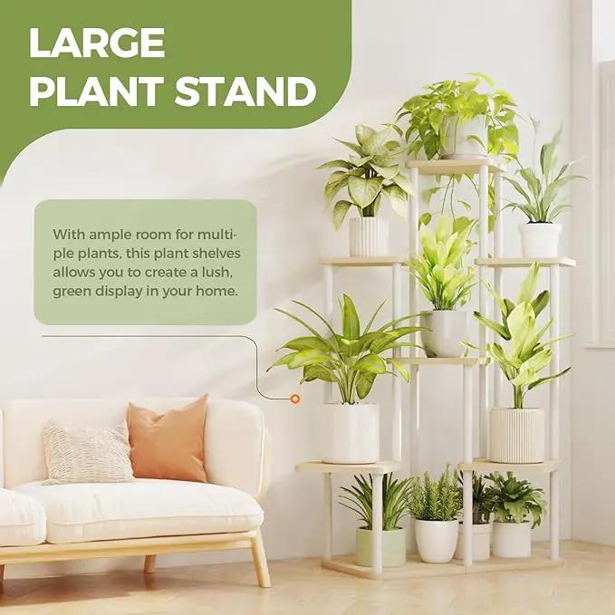 Bamworld 7 Tier Plant Stand Indoor, Large Metal Plant Shelf for Multiple Plants, Tall Tiered Flower Stand for Patio Garden Balcony Living Room Bedroom(White) by GreenHaven Gardens