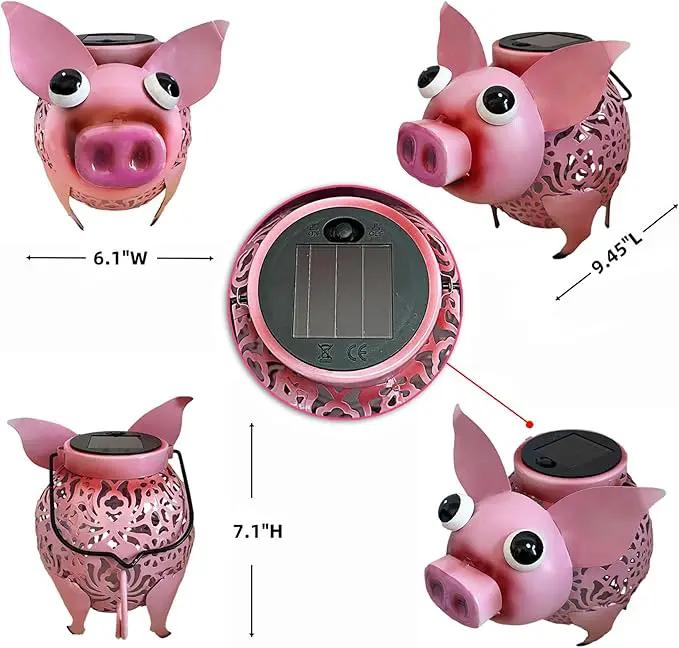 Teaeeno Pig Solar Light Lantern Garden Decor,Metal Animal Decor Outdoor,Garden Yard Lawn Backyard Ornament Decor,Home, Lawn, Patio, Resin Animal Ornament, Women/Gardening Gifts by GreenHaven Gardens