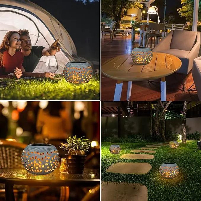 Solar Table Lantern Outdoor Waterproof-2PACK Dancing Flickering Flame Solar Light,White Metal Desktop Decorative Lamp Auto On/Off Lighting Dusk to Dawn for Indoor Desk Patio Garden Pathway Yard by GreenHaven Gardens