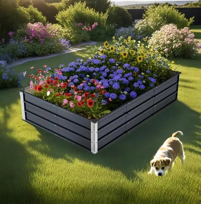 Galvanized Raised Garden Bed 6x4x1.3ft, Durable Elevated Flower Bed, Rust-Proof Metal Garden Bed for Vegetables, Fruits, Flowers & Herbs by GreenHaven Gardens