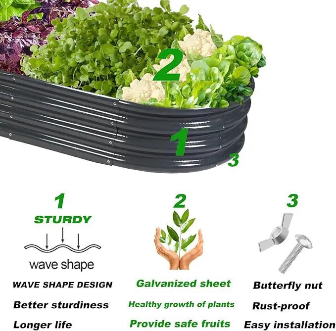 Raised Garden Bed Galvanized Planter Box Outdoor, Rot-Resistant Metal Garden Bed Planter for Vegetables Flower Herb (6.5ft, Grey) by GreenHaven Gardens
