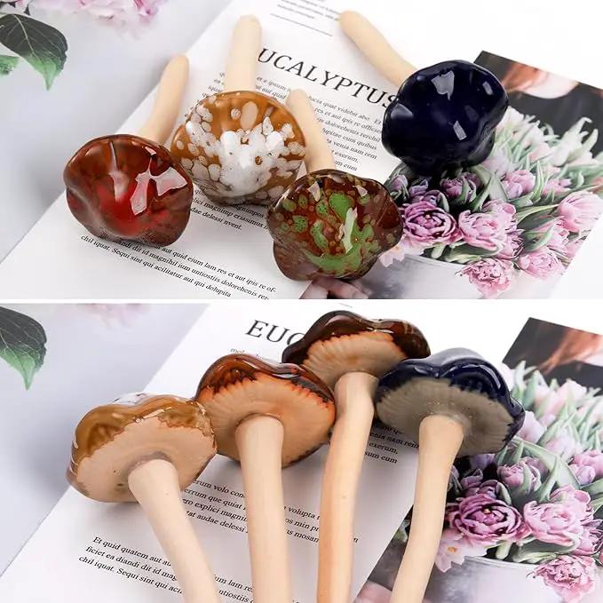 Peohud 12 Pack Ceramic Garden Mushrooms, Lawn Ornament Decor Mushrooms for Fairy Garden, Yard, Indoor, Outdoor, 4.7 Inch by GreenHaven Gardens