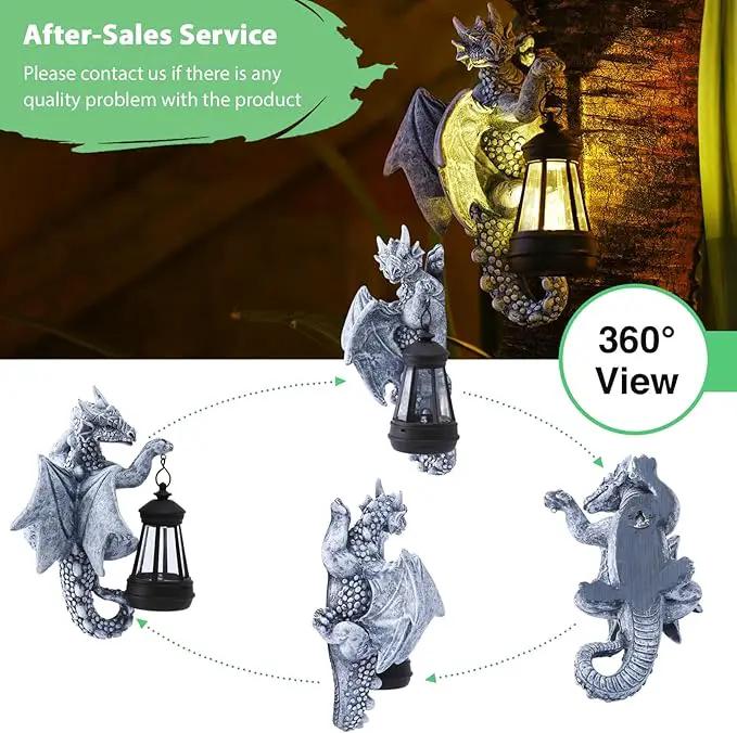 Goodeco Dragon Tree Hugger Solar Lantern Garden Statue - 9.3 Inch Resin Dragon Decor for Outdoor, Perfect Garden Gift & Yard Decor by GreenHaven Gardens