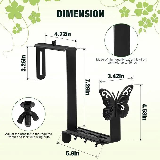 Planter Box Brackets, Adjustable Window Boxes Planters Brackets with Butterfly, Hanging Flower Box Stand Hooks for Deck Railing Pergola Balcony Garden - 4 Pack by GreenHaven Gardens