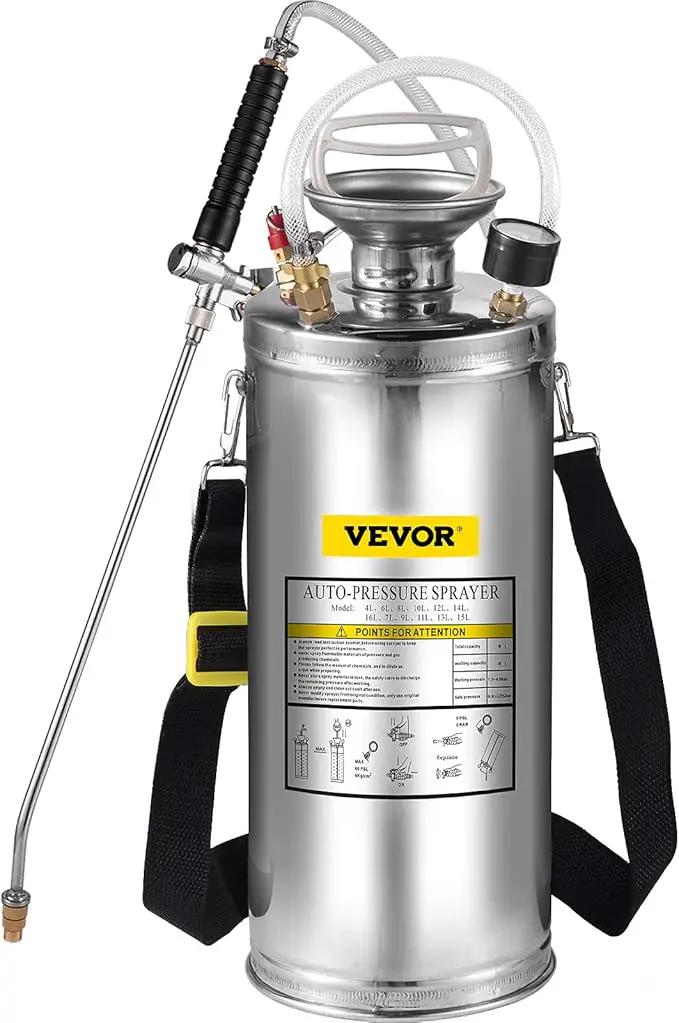 Happybuy 2 Gallon Stainless Steel Sprayer, 20" Wand & 3FT Reinforced Hose, Hand Pump Sprayer with Pressure Gauge, Safety Valve & Adjustable Nozzle, Weed Sprayers for Lawn, Gardening &Sanitizing1 by GreenHaven Gardens