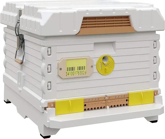 Ergo Insulated 10 Frame Bee Hive Set [NO Frames Included] (Single Hive, White Body Yellow Entrance) by GreenHaven Gardens