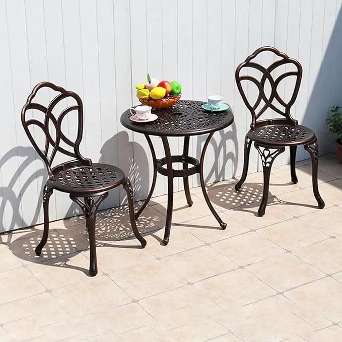 Outdoor Dining Chair Cast Aluminum Patio Chairs Set of 2 All-Weather Patio Dining Chair with Adjustable Feet for Backyard Garden (Muran Chair) by GreenHaven Gardens