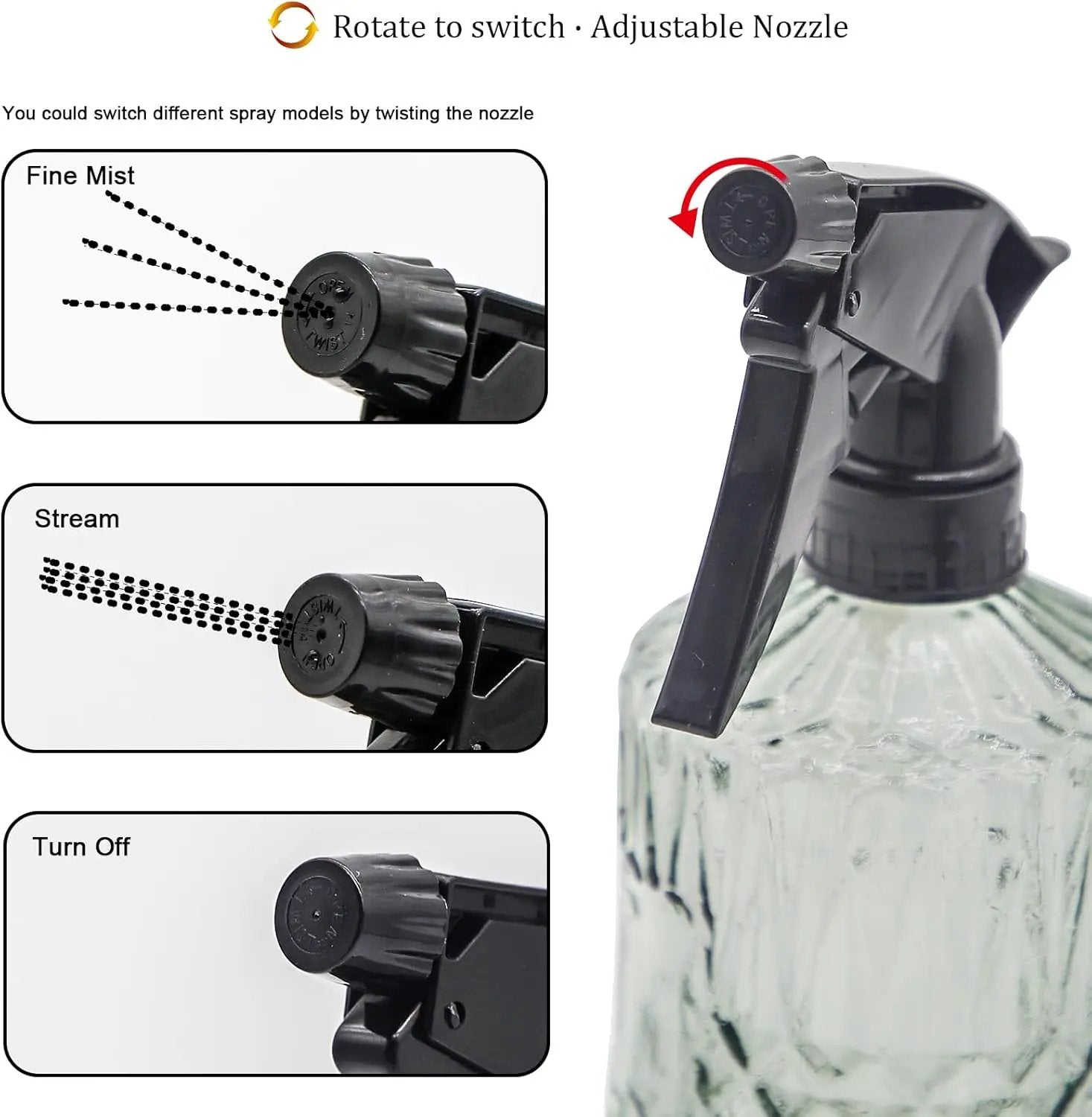 OFFIDIX Fine Mist Plant Mister,Handheld Pressure Glass Spray Bottles,0.43L/15.17oz Watering Can with Adjustable Nozzle for Outdoor Indoor Gardening and Cleaning Work(Light Green) by GreenHaven Gardens
