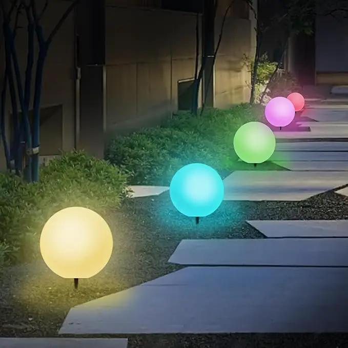 LOFTEK Solar Ball Lights with Ground Stake, RGBW Colors Changing Mood IP65 Waterproof Rechargeable Night Lights - Outdoor Solar Lights for Lawn Patio Yard Walkway, 8-inch by GreenHaven Gardens