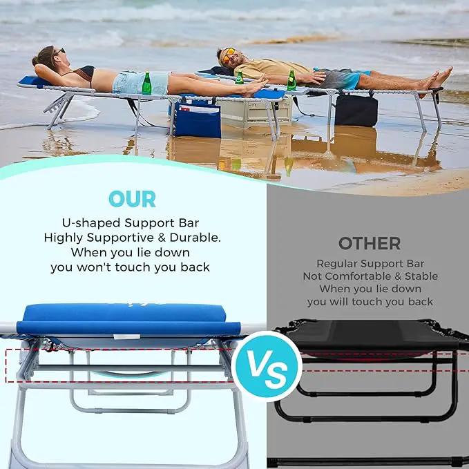 #WEJOY 2 PCS Lounge with Side Table for Outdoor 5-Position Adjustable Recliner Chair for Beach Sunbathing Patio Pool Lawn Lay Flat Portable Camp Reclining Chair with Shoulder Strap Side Pocket by GreenHaven Gardens