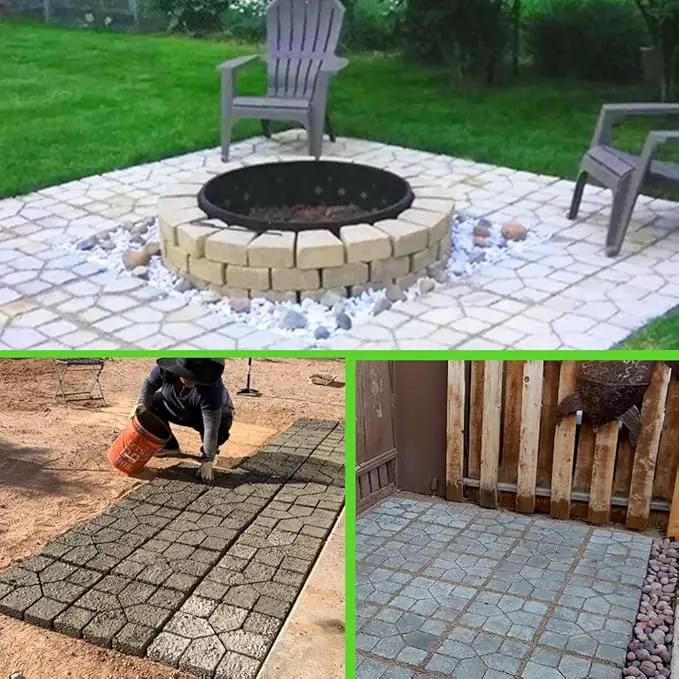 CJGQ 15.7"x15.7"x1.57"Walk Maker Reusable Concrete Path Maker Molds Stepping Stone Paver (Square 2-Pack) by GreenHaven Gardens