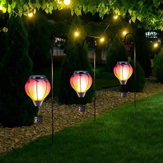 Starsoul 2 PC Starsoul 2 PC Glass Solar Hot Air Balloon Flickering Flame Hanging Garden Light Purple Waterproof Hot Air Balloon Solar Lantern with Large Basket by GreenHaven Gardens