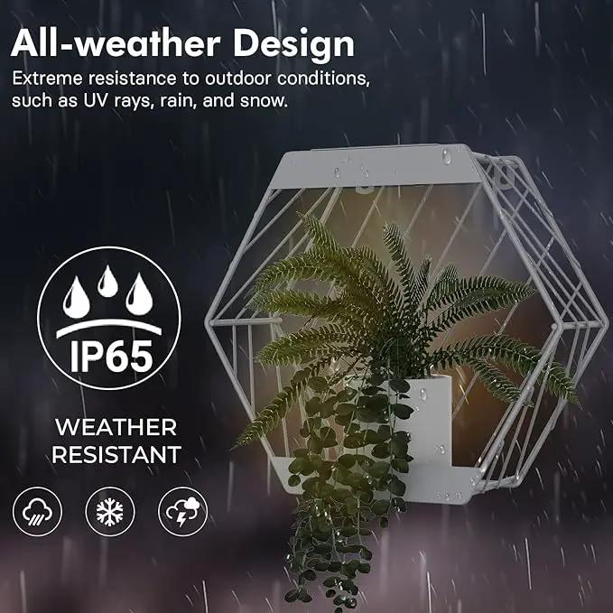 Grand patio Outdoor Leiden LED Solar Hexagon Wall Sconce Planter, with Dusk to Dawn Sensor Decor Wall Lighting for Garage Doorway Patio Yard, Cement Grey(S-Linear) by GreenHaven Gardens