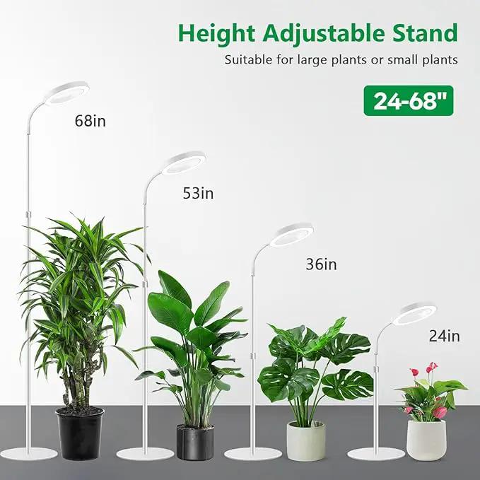 Floor Grow Lights for Indoor Plants, Full Spectrum Plant Light with 68" Stand for Growing Large Tall Plants, Halo Plant Grow Light with 6/12/16H Timer, 3 Light Modes Indoor Plant Light by GreenHaven Gardens