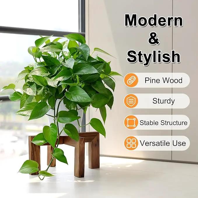 Plant Stand, Indoor/Outdoor Wood Plant Holder, Single Flower Pot Stand, Sturdy Planter Stand by GreenHaven Gardens