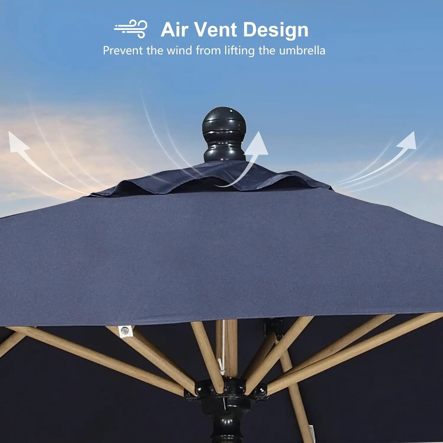 PURPLE LEAF 9' x 11.5' Patio Umbrella with Base Outdoor Umbrella Market Umbrella with Crank & 8 Ribs Aluminum Rectangular Table Umbrella Outdoor Patio for Backyard, Navy Blue by GreenHaven Gardens
