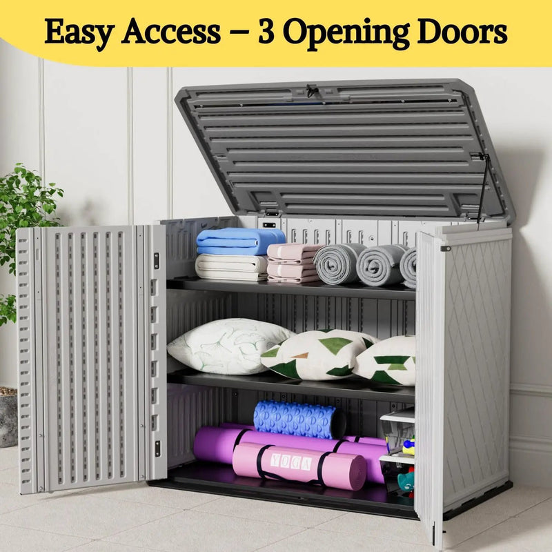 ZZM 4x2.5 FT Outdoor Storage Shed, Resin Waterproof Storage Cabinet for Garden Tools with Lockable Lid,Latch (White) by GreenHaven Gardens