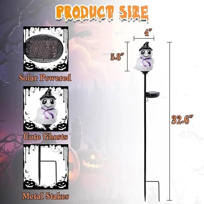 Afirst Halloween Ghosts Pathway Solar Lights Handblown Glass Waterproof Outdoor Halloween Decoration Solar LED Outdoor Décor Front Porch Decor 2 Pack by GreenHaven Gardens
