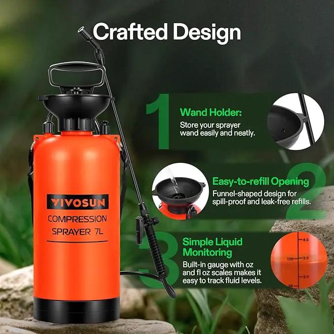 VIVOSUN 1.85-Gallon Pump Pressure Sprayer, Pressurized Lawn & Garden Water Spray Bottle with Adjustable Shoulder Strap, for Spraying Plants, Garden Watering and Household Cleaning by GreenHaven Gardens