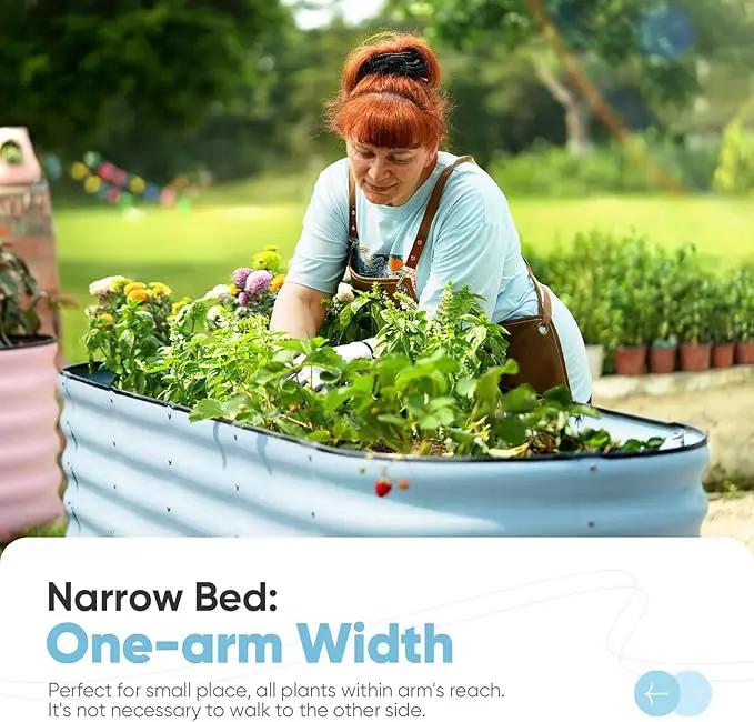 KING BIRD Raised Garden Bed 2.85 ft Tall 9 in 1 Galvanized Planter Garden Box Outdoor for Gardening, Deep Root Vegetables, Flowers 78.7X23.6X34.2 in, Light Blue by GreenHaven Gardens