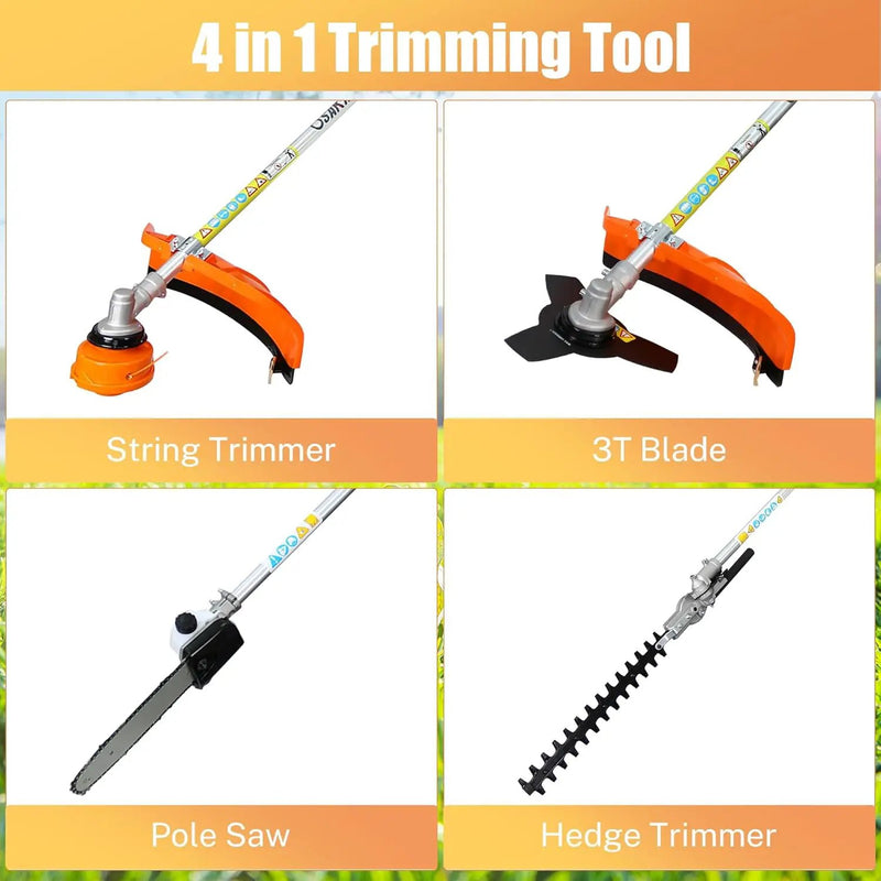Gas Trimmer Weed Eater 52cc 2-Stroke,6 in 1 Multi-Functional Petrol Trimmer Hedge Trimmer Pole Saw Trimmer for Quick Weed Grass Cleaning Crop Seed Soil Protection Tools by GreenHaven Gardens
