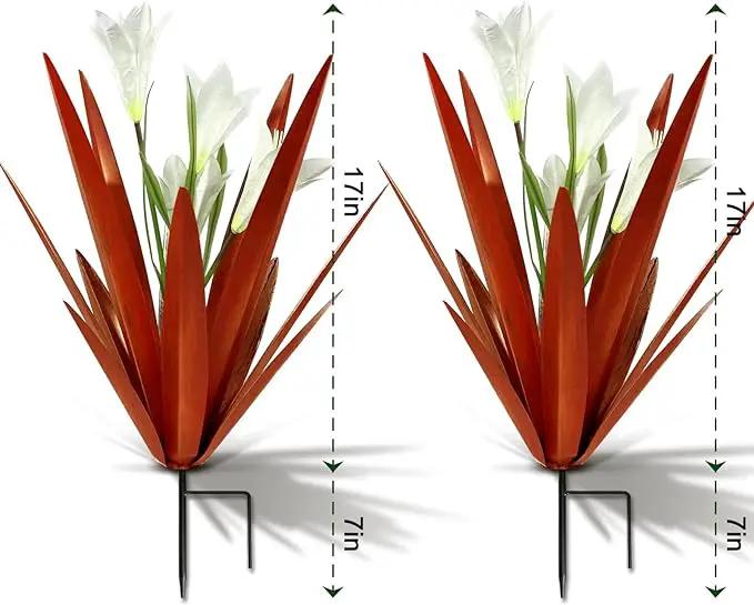 Homight Metal Agave Plant Outdoor Decoration Outdoor Garden Decoration Lily Mexican Yard Art Plant Garden Agave Lily Decorative Garden Gift… (2 Big White Lilies) by GreenHaven Gardens