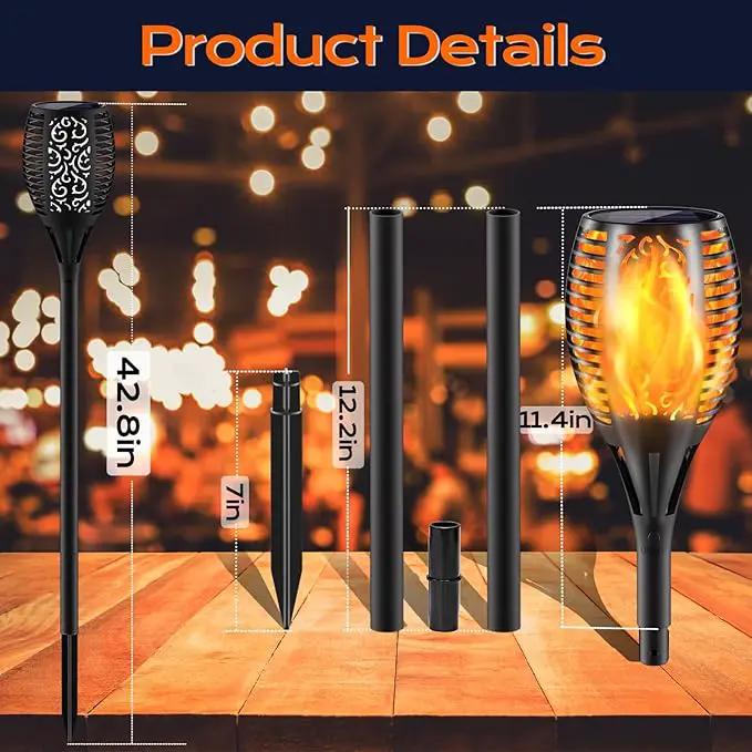 Upgraded Larger Solar Torch Lights, 43" Flickering Flame Solar Lights, Waterproof Outdoor Solar Landscape Decoration Lighting 96 LED Auto On/Off Garden Patio Yard Pathway,Black 1 Pack (1) by GreenHaven Gardens