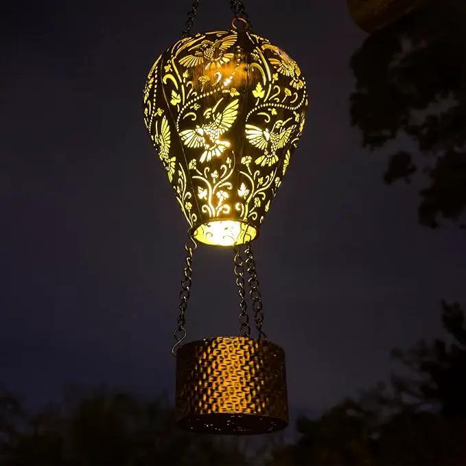 2-Pack Hummingbird Decor Hot Air Balloon Solar Lantern – Outside Decorative Hanging Light for Garden Yard Patio Porch Lawn and Pathway – Unique Housewarming, Birthday Gift for Women Mom Grandma by GreenHaven Gardens
