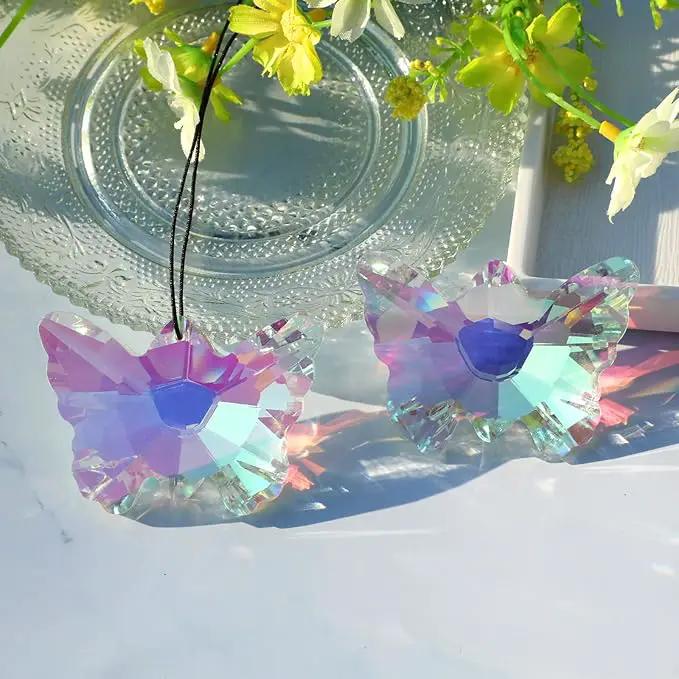 2 Pack Butterfly Crystal Suncatchers, 70mm Large Sun Catchers for Hanging Ornaments Decorative Indoor and Outdoor Windows by GreenHaven Gardens