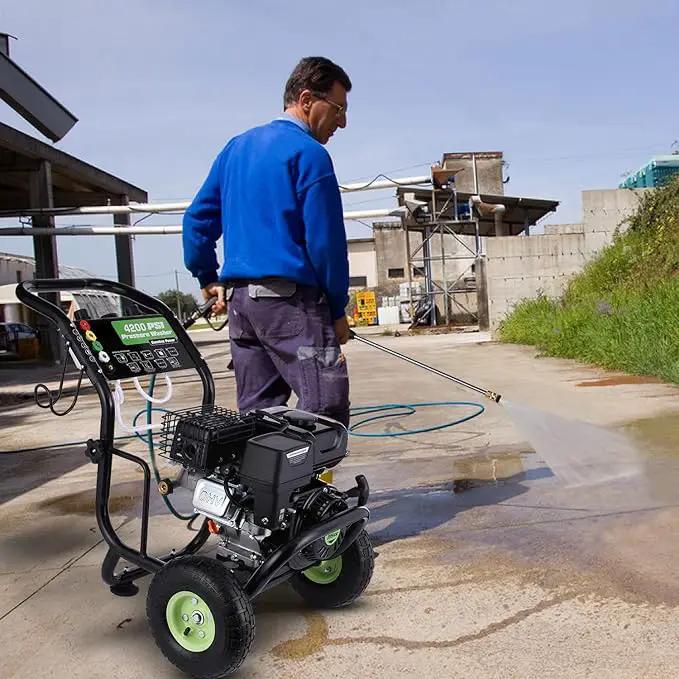 Gas Pressure Washer, 4200 PSI and 4.0 Max GPM Commercial Gas Power Washer, Spray Gun and Wand, 5 Nozzle Set, for Cars/Fences/Driveways/Homes/Patios/Furniture by GreenHaven Gardens