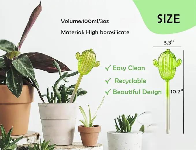 Ahhute Plant Watering Globes, Cactus Self Watering Globes, Glass Self Watering Planter Insert, Cacti Plant Watering Devices, Automatic Plant Waterer Indoor, Watering Bulbs, 2 Pack by GreenHaven Gardens