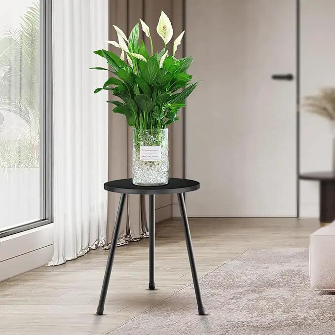 Plant Stand Indoor, Mid Century Wood Plant Stand Black Plant Table for Flower Pots, Tall Metal Plant Holder, Modern Home Decor Small Round Side End Table (11.8"x16") by GreenHaven Gardens
