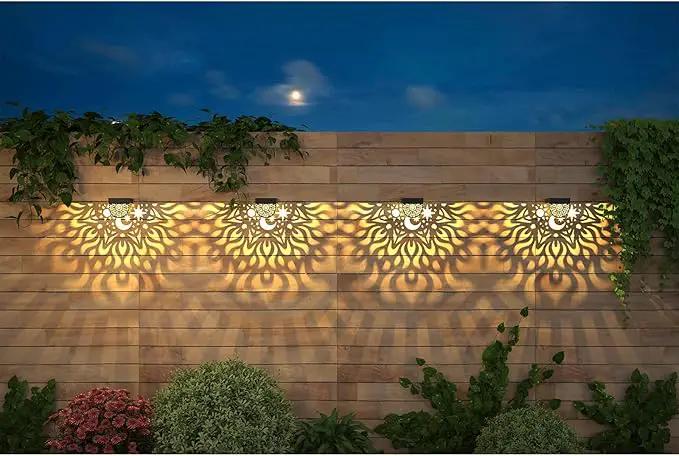 Solar Fence Lights 6 Pack Solar Deck Lights Waterproof LED Powered Step Wall Lanterns Outdoor Decorations Warm Yellow Decorative Lighting for Garden Backyard (Black) by GreenHaven Gardens