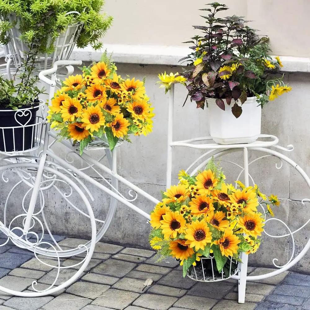 AmyHomie Artificial Sunflower Bouquets,2 Bunches Fake Flowers for Outdoors Baby Shower Home Wedding Fall Decor, Bride Holding Flowers,DIY Garden Craft Art Decor by GreenHaven Gardens
