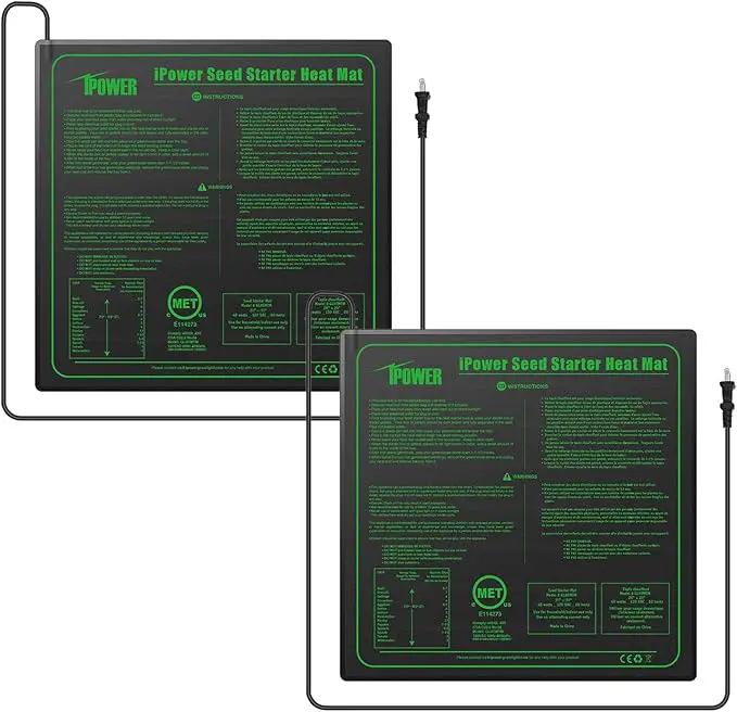 iPower 20" x 20" Waterproof Durable Seedling Heat Mat Warm Hydroponic Plant for Indoor Gardening Germination Starting, 2 Pack by GreenHaven Gardens