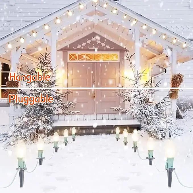 C9 Christmas Lights Outdoor, 25.7 Ft 20 Bulbs Christmas Pathway Lights, Waterproof Walkway Lights for Outside Driveway Sidewalk Outdoor Christmas Decorations Yard, Clear by GreenHaven Gardens