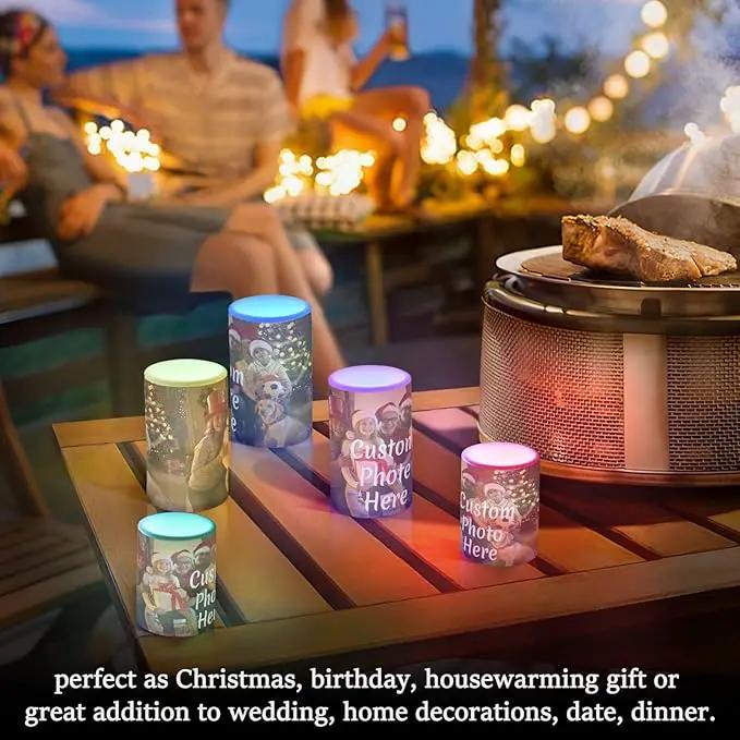 Personalized Flickering Flameless Candles, Custom Photo LED Candles Set of 2, Remote Timer Battery Operated Candle for Valentine Wedding Birthday by GreenHaven Gardens