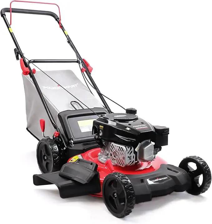 PowerSmart Lawn Mower Gas Powered, 21-Inch 144cc Engine 3-in-1 Walk-Behind Push Lawn Mower, Oil Included by GreenHaven Gardens