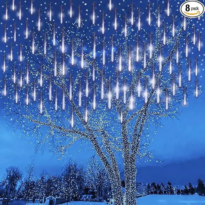 Outdoor Meteor Shower Lights - 16 Inch 8 Tube Snow Falling Icicle Cascading Lights for Xmas, Wedding Party, UL Plug, White by GreenHaven Gardens