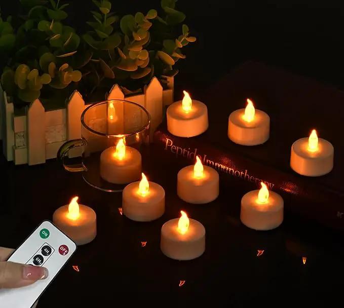 LED Tea Light Remote ControlCandles,50pack Flickering Flameless LED Candle,Long Lasting 400+Hours,Battery Operated with Timer for Home Decoration Seasonal &Festival Celebration WarmYellow by GreenHaven Gardens
