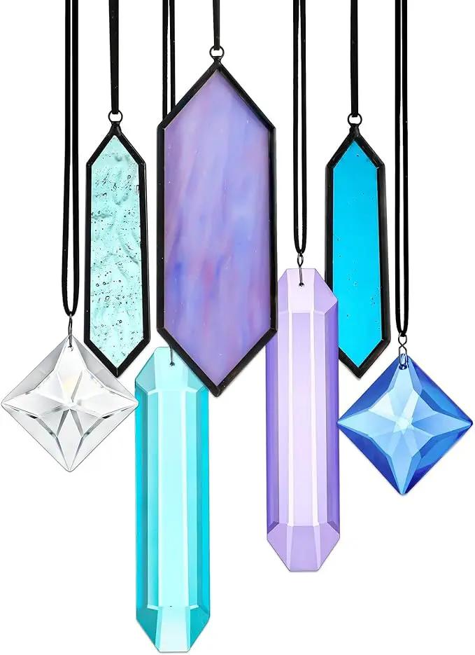 HDCRYSTALGIFTS Set 7 Crystal Blue Dreams Sun Catchers Window Hanging Ornaments Stained Glass Suncatchers Kit for Window Indoor Home Garden Decor by GreenHaven Gardens