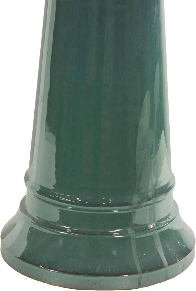 Sunnydaze Rennes Outdoor Ceramic Bird Bath - 22.5" H - UV- and Frost-Resistant - Glazed Bowl and Pedestal with Turquoise Finish by GreenHaven Gardens