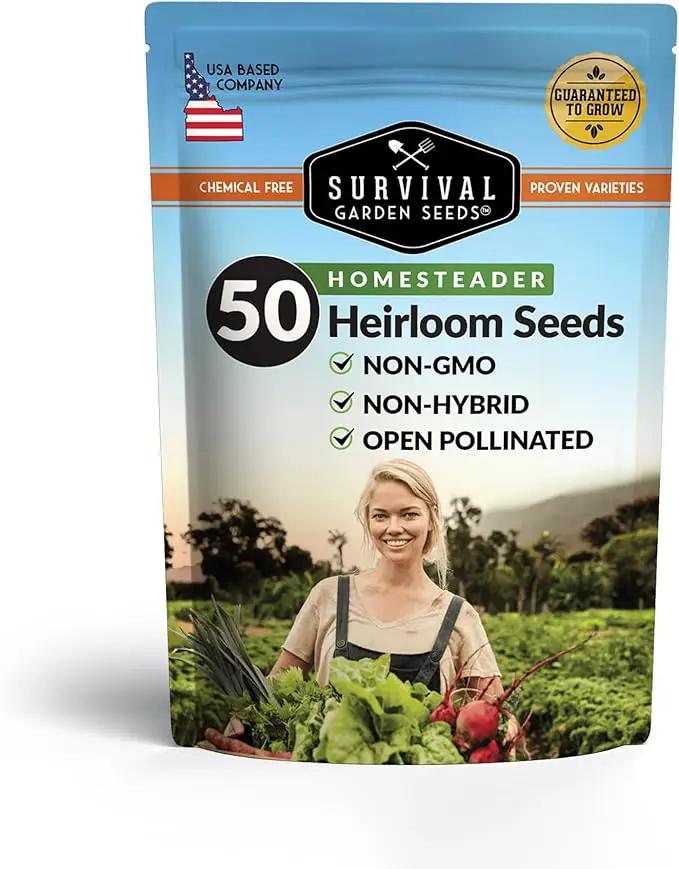 Survival Garden Seeds Homesteader Collection - 50 Packs Non-GMO Heirloom Vegetable, Fruit, Herb Seed Varieties for Growing a Victory Garden - Plant & Grow Survival Food - Emergency Preparedness Gear by GreenHaven Gardens