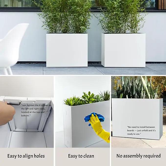 Metal Rectangular Planter, 35.5"x 10"x 28" White Planter Box for Outdoor, Easy Installation Galvanized Steel Planter with Drainage Holes, Outdoor Planter for Porch/Patio/Garden by GreenHaven Gardens