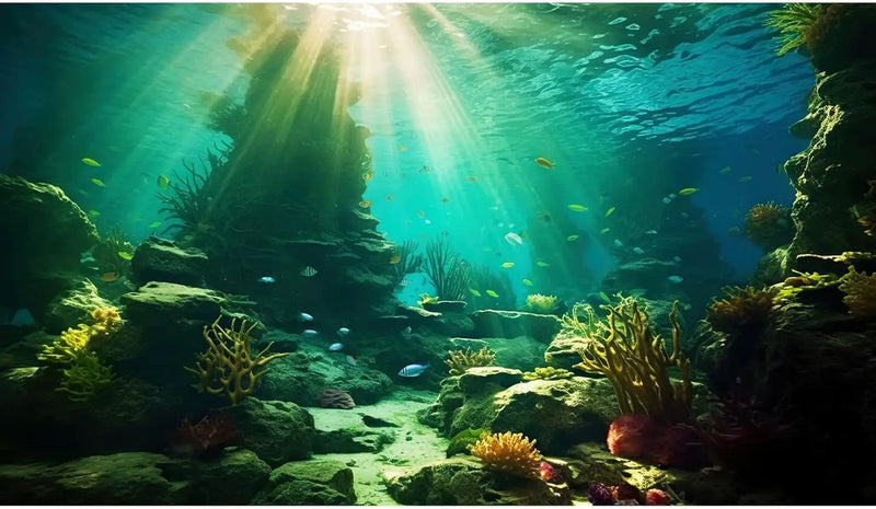 Ocean Floor Fish Tank Background Under The Sea Coral Reef Aquarium Background Tropical Fish Terrarium Backgrounds Underwater Rock Cave Sunray Fish Tank Backgrounds Decorations 36x24in by GreenHaven Gardens