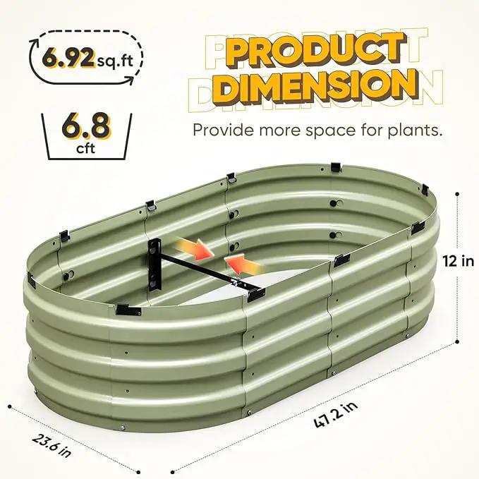 KING BIRD Raised Garden Bed Kit 2025 Upgraded 10-Minute Assembly Galvanized Planter Garden Box Outdoor for Gardening, Vegetables, Flowers, 47x24x12 in, Olive Green by GreenHaven Gardens