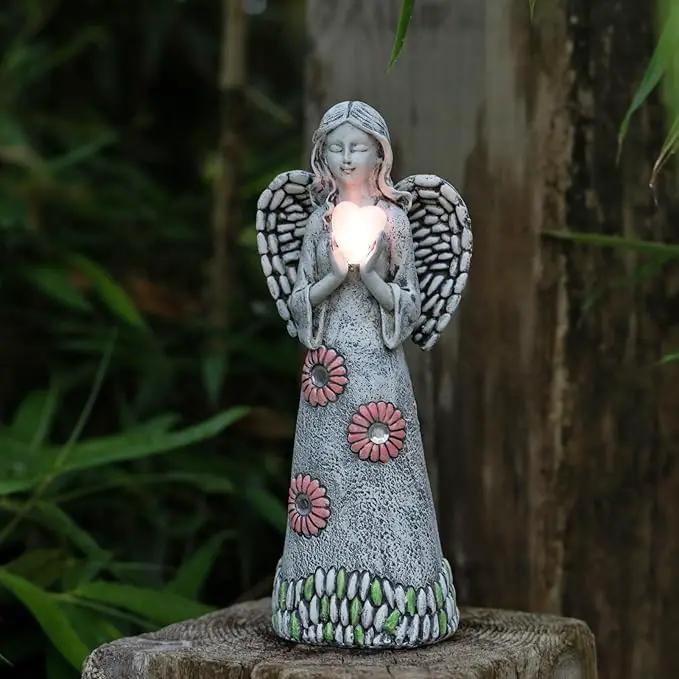 Solar Angel Statue - Garden Sculpture with Resin Decor for Patio, Lawn, Yard, Porch - Housewarming Gift, 10.03" by GreenHaven Gardens