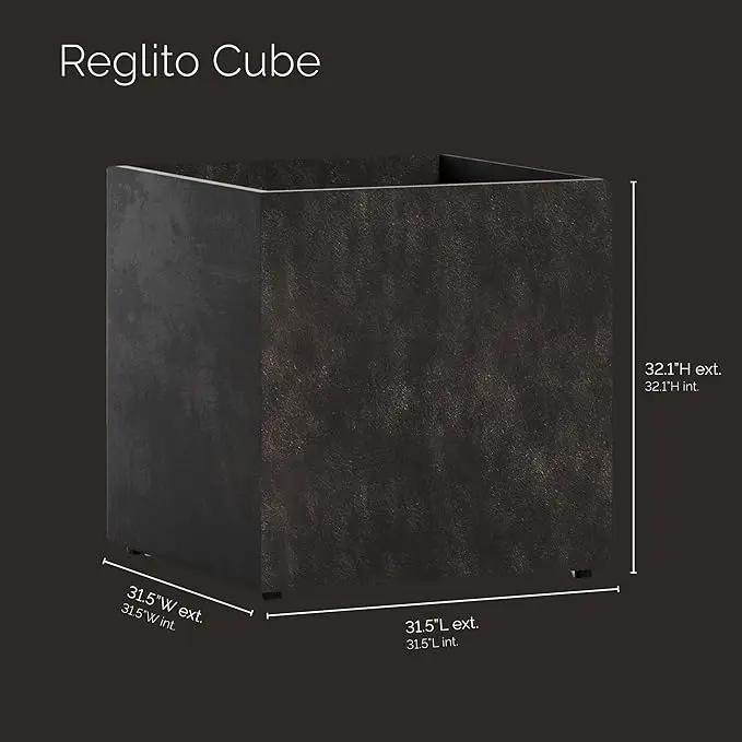 Reglito Cube Planter - 31.5 in x 31.5 in x 31.5 in - Brown Stone by GreenHaven Gardens