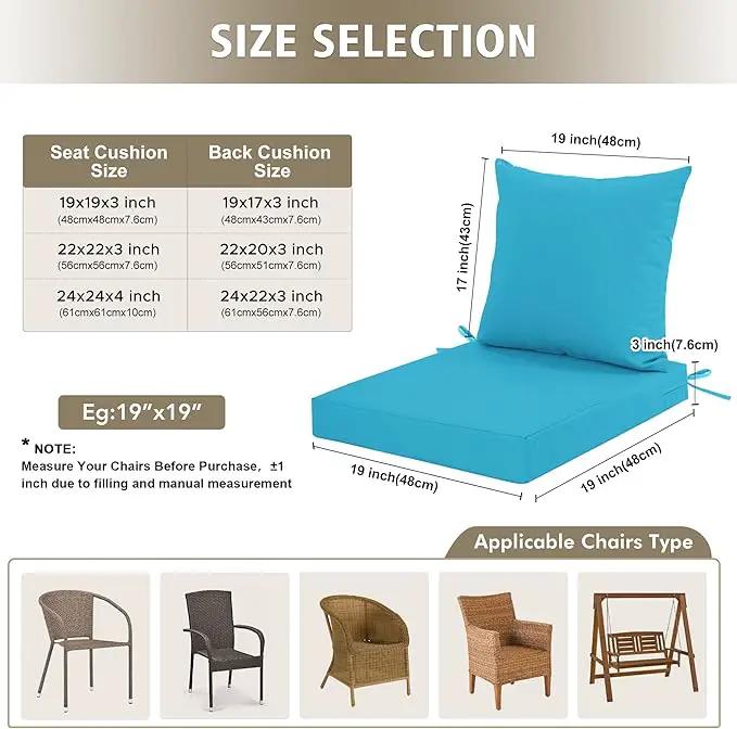 Outdoor Chair Cushions, Waterproof Outdoor Cushions for Patio Furniture w/Fade-Resistant, Removable & Machine-Washable Covers, 19x19 Inch, Ideal for Seat in Gardens/Porch – Set of 1/2/4, Teal by GreenHaven Gardens
