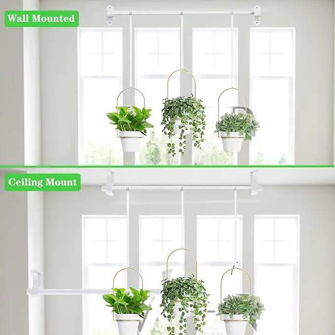DOUBFIVSY Hanging Planters for Indoor Plants Plant Hanger, Adjustable Hanging Window Planter Hanging Wall Planter for Garden, 25in Plant Shelves Metal Holder Rod with Pots (White) by GreenHaven Gardens